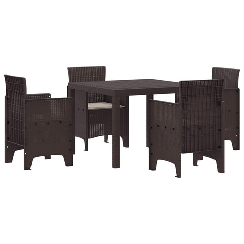 vidaXL Garden Dining Set 5 pcs Brown Polypropylene, Chill Outdoor Dining Set, Stylish Garden Furniture, Easy-to-Carry Seating, Tough Patio Table for Summer Fun