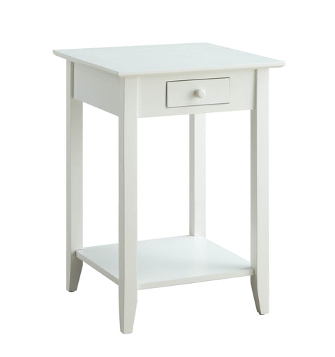 Convenience Concepts American Heritage End Table with Drawer and Shelf, White