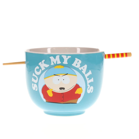 Silver Buffalo South Park Eric Cartman Suck My Balls Ceramic Ramen Dinnerware Set | Includes 20-Ounce Noodle Bowl and Wooden Chopsticks