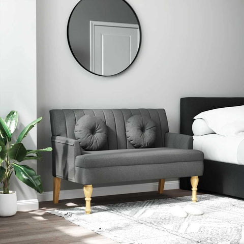 Oakestry Bench with Cushions Dark Gray 445 inx254 inx297 in Fabric Modern Storage Bench Solid Wood Entryway Seating Furniture Living Room Bedroom Hallway Organizer with Durable Frame Contemporary Des