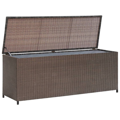 vidaXL Garden Storage Box Poly Rattan Brown Bench Storage Box
