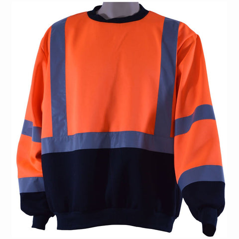 Petra Roc OBCSW-C3-S Sweatshirt Crew Neck Orange/Black Two Tone, ANSI Class 3, S