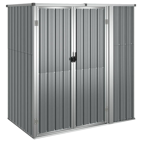 vidaXL Garden Tool Shed - Large, Gray Galvanized Steel and Metal Outdoor Storage House for Garden Tools and Equipment - 63.4"x35"x63.4" with Practical Handle and Sloping Design.