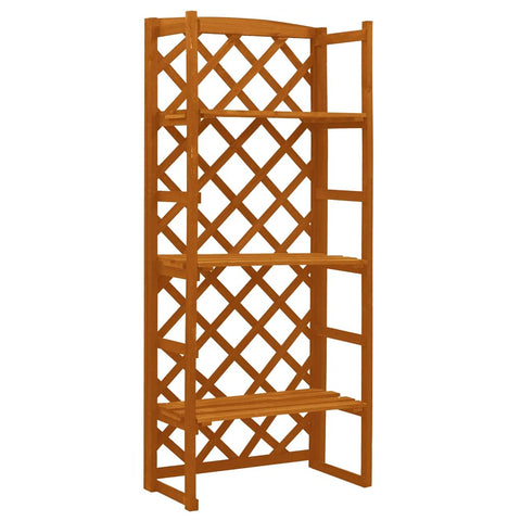 vidaXL Solid Firwood Garden Trellis Planter with Shelves Outdoor Orange/Gray