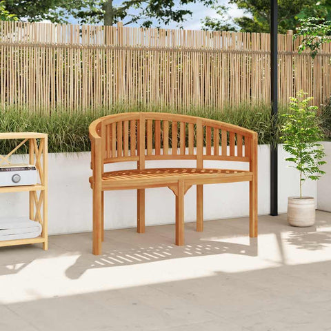 Oakestry Banana Bench 47 2 in Solid Teak Wood Outdoor Patio Garden Seating Furniture Weather Resistant Durable Heavy Duty Modern Backyard Porch Deck Lawn