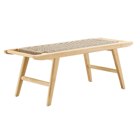 Modway Saoirse 47" Wove Rope Wood Bench in Natural Natural