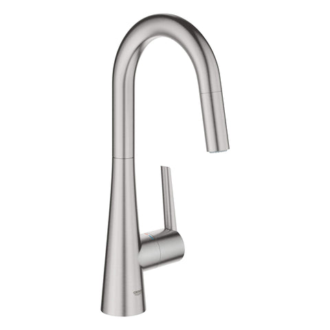 GROHE 32283DC2 Zedra Single-Handle Pull Down Dual Spray Prep Sink Kitchen Faucet in Supersteel