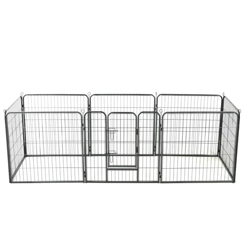 vidaXL Dog Playpen Black Powder-Coated Steel 31.5x31.5 in per Panel