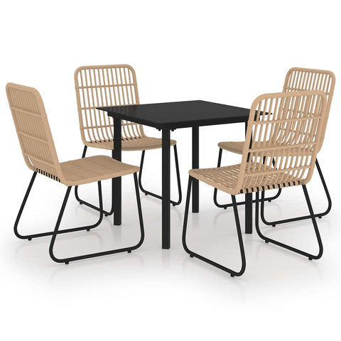 vidaXL 3-piece Patio Dining Set - Durable Poly Rattan and Glass - Modern Outdoor Garden and Patio Furniture - Easy Assembly - Weather - Oak and Black