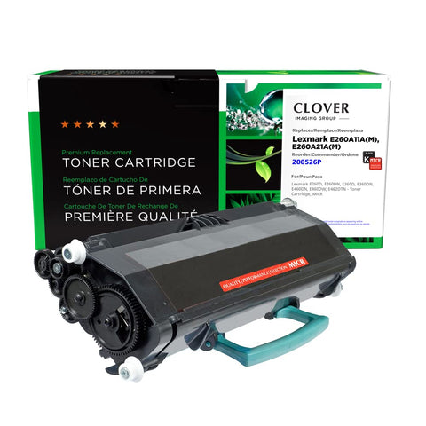 Clover Remanufactured MICR Toner Cartridge Replacement for Lexmark E260/E360/E460/E462 | Black