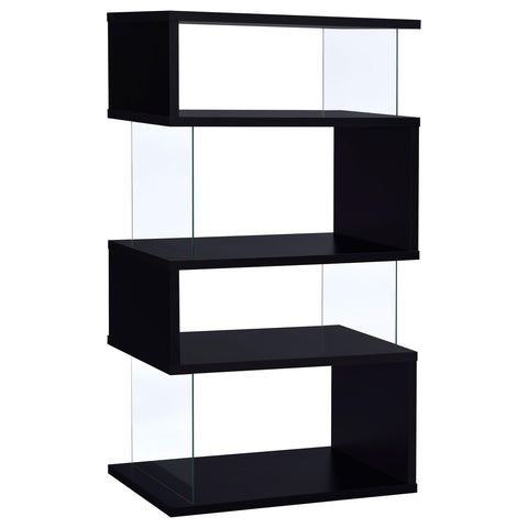 Coaster Home Furnishings Emelle 63-inch 4-Shelf Glass Panel Bookshelf Black 800340