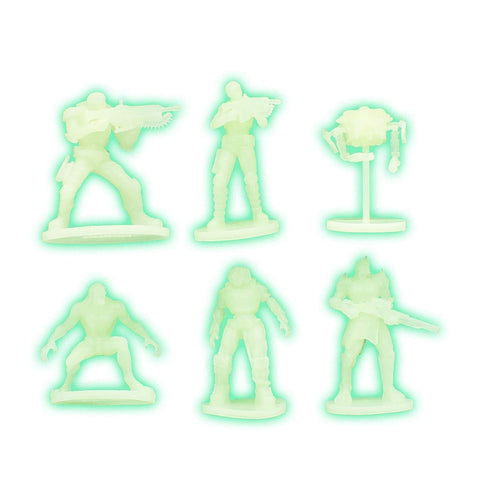 Official Gears of War Miniature Figure Collection - Nanoforce Army Builder Collectible Figurines - Glow in The Dark - 6 Pack - Features COG Soldiers and The Swarm - Licensed Merchandise