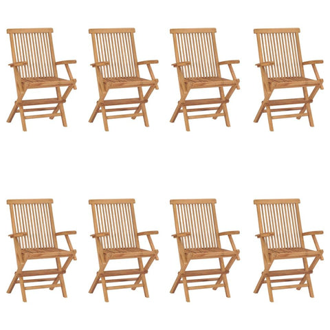 vidaXL 8 pcs Folding Patio Chairs - Durable and Weather Resistant Solid Teak Hardwood - No Assembly Required - Easy Storage