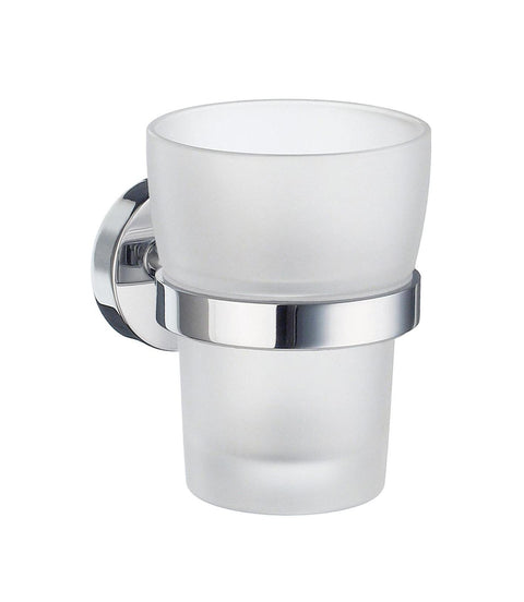 Smedbo SME, Polished Chrome HK343 Holder with Glass Tumbler, 7.5 x 10 x 14.5 cm