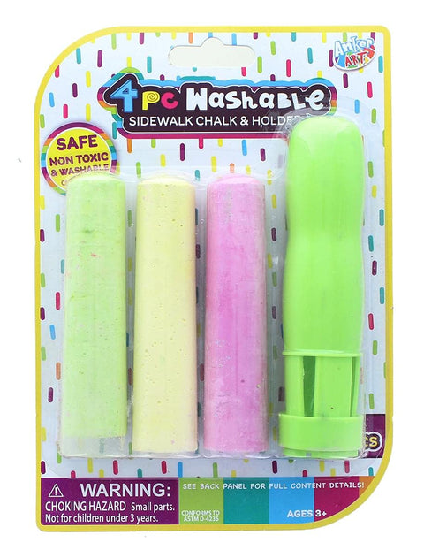 Anker Play 4 Piece Washable Sidewalk Chalk and Holder | Green