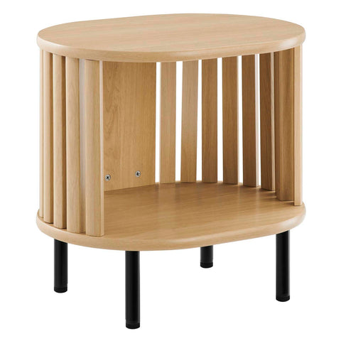 Modway Fortitude Wood Side Table with Open Center Storage in Oak