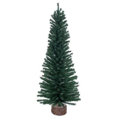 Vickerman 32" Mini Pine Artificial Christmas Tree Unlit, Seasonal Indoor Home Decor with Decorative Wood Base