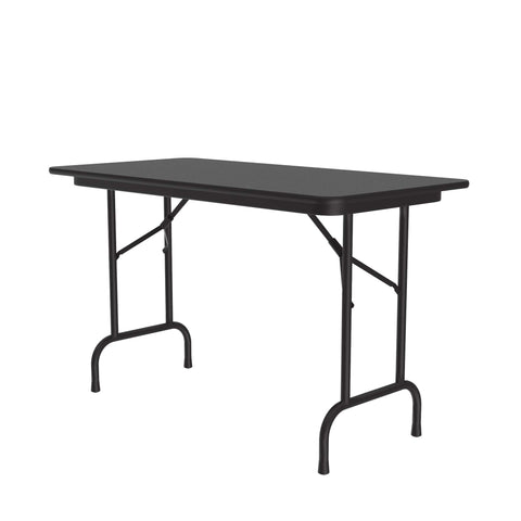 Correll 24"x48" Commercial Duty Small Folding Table, Black Granite Melamine Top, 5/8" Core, Made in USA, Portable, Strong Steel Apron (CF2448M-07)