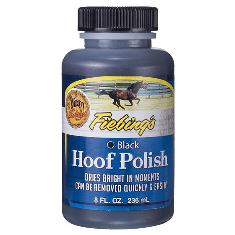 Fiebing's Hoof Polish (8 Oz, Black) - Quick Dry High Shine Finish Nail Polish for Horses - Non-Toxic Water Based Formula Safe for Horse & Rider - Includes Wool Dauber Applicator for Easy Application