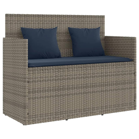 vidaXL Garden Bench Gray PE Rattan, Steel, Polyester Medium