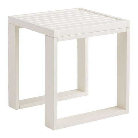 Linon Jakki White Solid Wood Outdoor Slat Top Side Accent Table