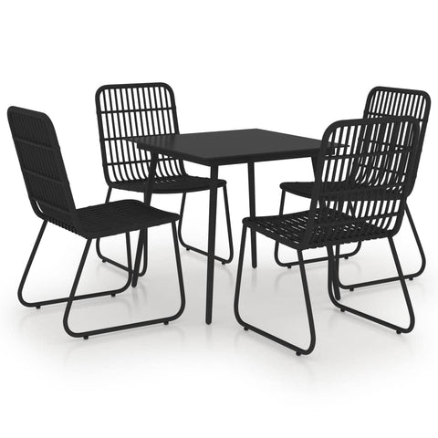 vidaXL Patio Dining Set 5 Piece Garden Dinner Dinette Table Chair Balcony Backyard Terrace Outdoor Home Seating Furniture Poly Rattan and Glass