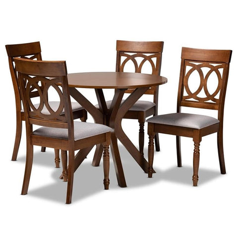 Baxton Studio Modern 5-Piece Dining Set Jessie-Grey/Walnut-5PC Dining Set