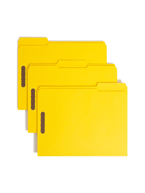 Smead Fastener File Folders, 50 Count, Yellow, Reinforced 1/3-Cut Tabs, 2 Fasteners, Letter Size (12940)