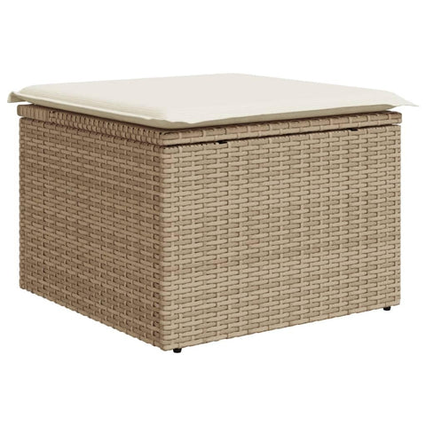vidaXL Garden Stool Beige PE Rattan Medium UV-Resistant Materials
