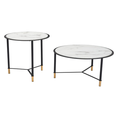 Set of 2 Davis Coffee Tables White & Black