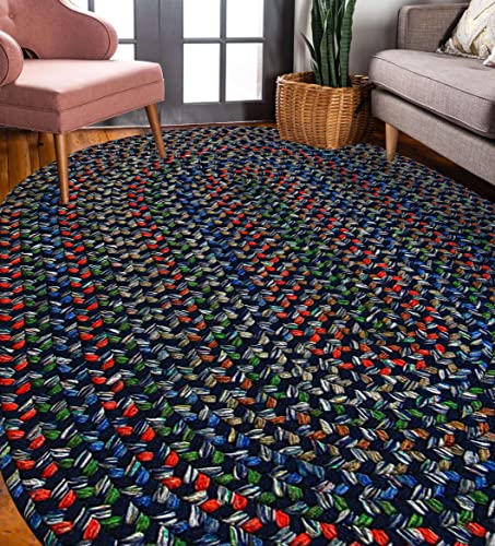 Rhody Rug Katie KA13 Navy 8' x 11' Oval - Braided Area Rug, Home Decor, Floor Mat or Bedroom Rug - Easy Care, Ideal for High Traffic Areas in Hallway and Living Room - Made in USA