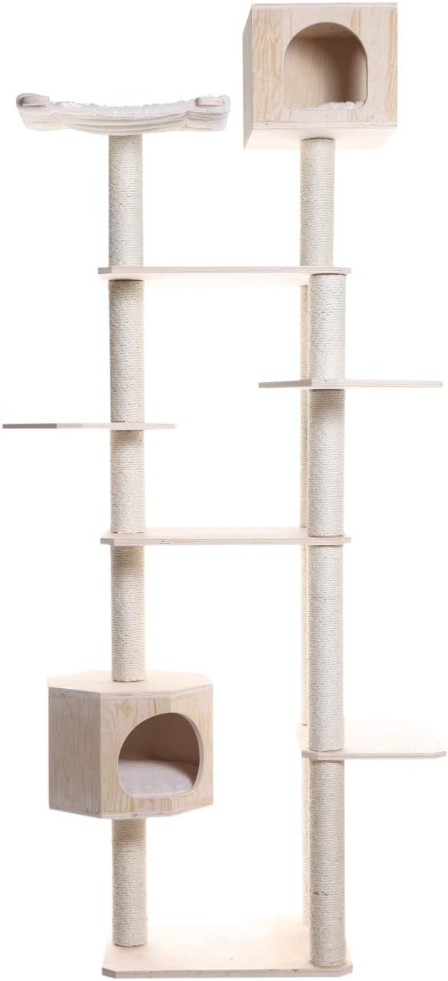 Armarkat 89" Solid Wood Cat Tree Condo Furniture S8902, Tan, 49"(L) X34(W) X89(H)