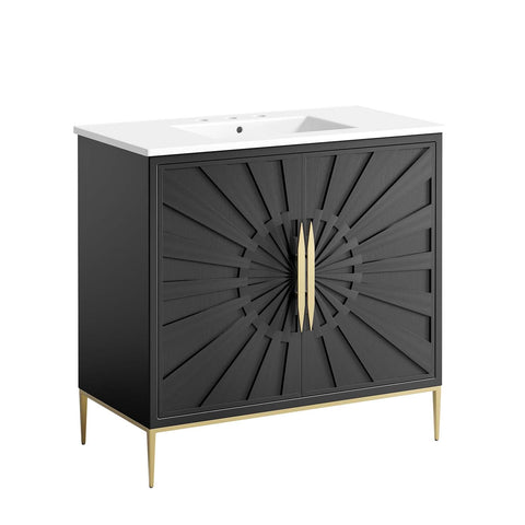 Modway Awaken Bathroom Vanity Cabinet, 36", White Black