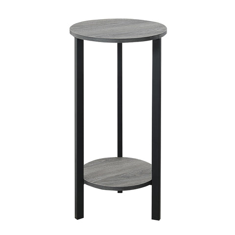 Convenience Concepts Graystone 2 Tier Tall Plant Stand 31" - Industrial Stand for Plants, Vases, and Antiques, Urban Modern Design for the Living Room, Hallway, Entryway, Weathered Gray/Black