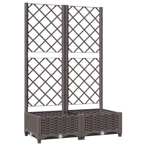 vidaXL Garden Planter with Trellis - Brown Rectangular PP, 31.5"x15.7"x47.8" for Balcony, Terrace, Outdoor Patio, Garden