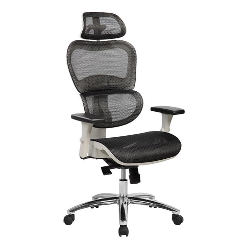Techni Mobili Deluxe High Back Mesh Office Executive Chair with Neck Support. Color: Black
