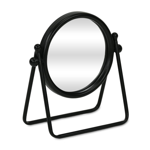 Clarimond 7" Round Swivel Metal Table Mirror – Modern Minimalist Matte Black Finish – for Living Room Tabletop - by Cheungs