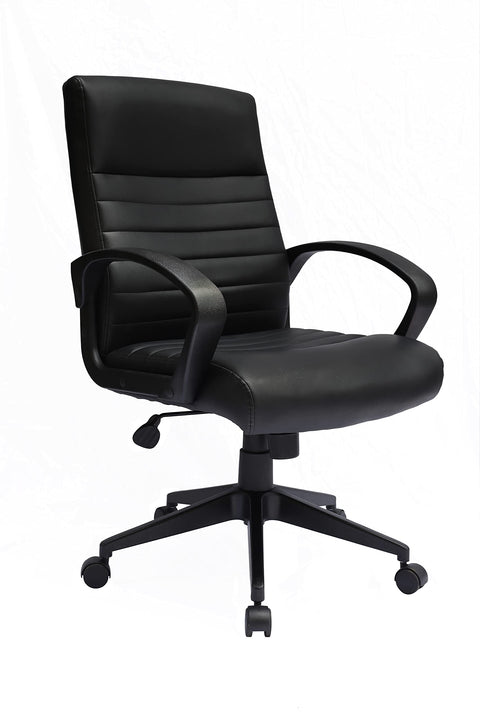 Boss Office Products Ribbed Back CaressoftPlus Vinyl Task Chair in Black