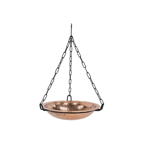 Oakestry Hammered Hanging Birdbath Polished Copper Plated Outdoor Garden Decorative Wildlife Water Bowl Patio Balcony Yard Accent
