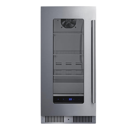 Summit 15” Built-In Beverage Center, Shallow 18” Depth Refrigerator, Commercial Approved, Stainless Steel - SDHG1533LHD (Left Handed Door Swing)