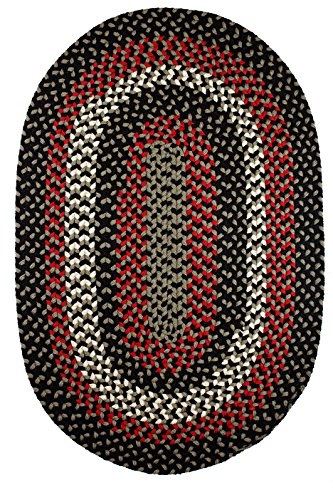 Rhody Rug Manhattan MA84 Black Satin 3' x 5' Oval - Braided Area Rug, Home Decor, Floor Mat or Bedroom Rug - Easy Care, Ideal for High Traffic Areas in Hallway and Living Room - Made in USA