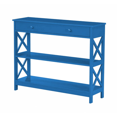 Convenience Concepts Oxford 1 Drawer Console Table with Shelves, Teal Blue