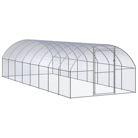 vidaXL Rustic Outdoor Chicken Coop 3X8X6.6ft Galvanized Steel Sturdy Weatherproof Ideal for Chickens and Ducks Cage Poultry House Hen Hutch Animal Coops Runs Houses
