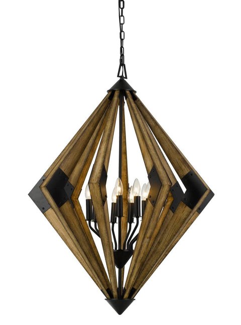 Cal Lighting FX-3679-9 60W X 9 Arezzo Wood Chandelier, 40.00x30.00x30.00