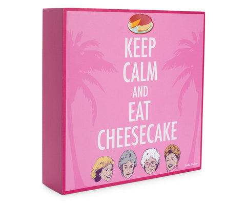 Silver Buffalo Golden Girls Keep Calm and Eat Cheesecake 6" x 6" x 1.5" Box Wall Sign
