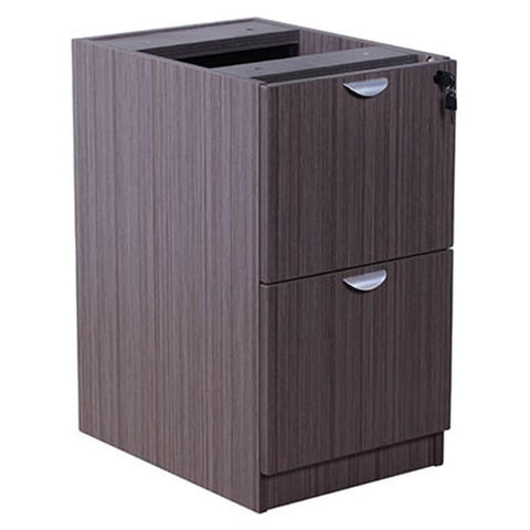 Oakestry Driftwood Full Pedestal File Cabinet Two Drawer Filing Unit Thermal Fused Melamine Construction Scratch Resistant Cam Lock Assembly System Leveling Glides for Stability