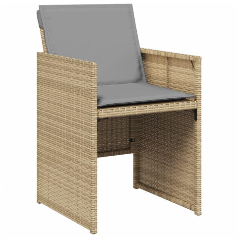 vidaXL Patio Chairs with Cushions 4 Pcs Mix Beige Poly Rattan, Outdoor Garden Furniture Set