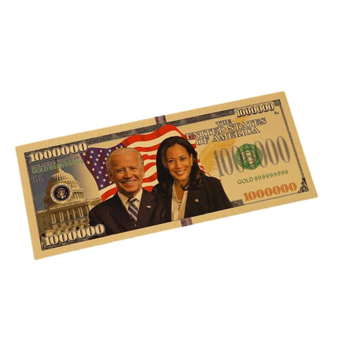 blinkee Joe Bidden Kamala Harris Tandem 24k Gold Plated Bill Collectible Banknotes for Decoration