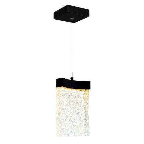 CWI Lighting Lava Integrated LED 6" Black Modern Mini Pendant with Handmade Textured Glass for Kitchen Island Entryway Island Hallway