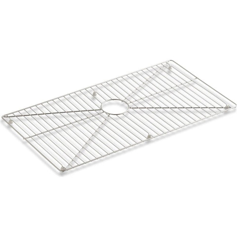 KOHLER 6474-ST Stainless Steel Sink Rack, 32" x 16-11/16" for 36" Single-Bowl Apron-Front Sink, Dishwasher Safe, Rubber Feet, Durable Construction